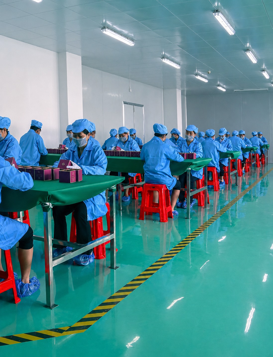 Packaging workshop preparing custom boxes before China supplier delivery