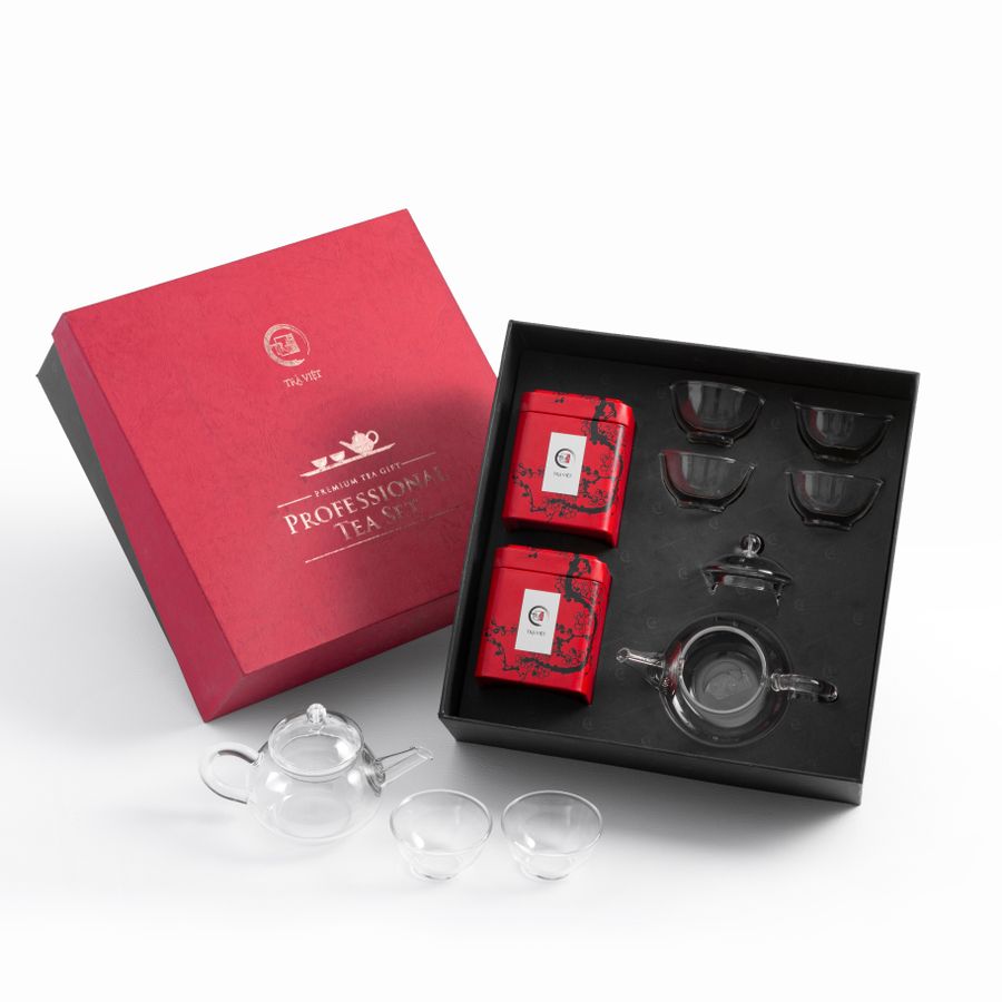 Premium tea gift box with fitted packaging layout