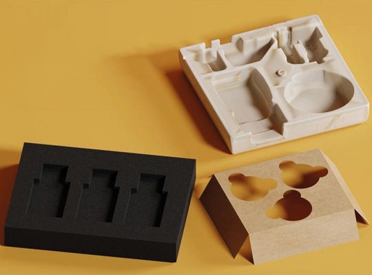 Molded paper inserts and dividers for product boxes