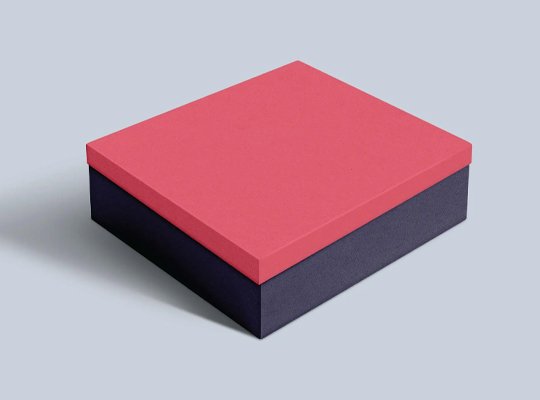 Two-piece rigid paper box with contrasting lid and base